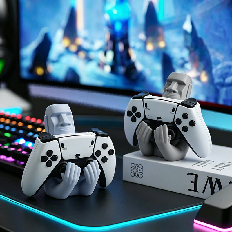 재미있는 모아이 스톤 레진 게임패드 홀더 이스터 아일랜 - Gaming Accessories For Room 리뷰 및 가격