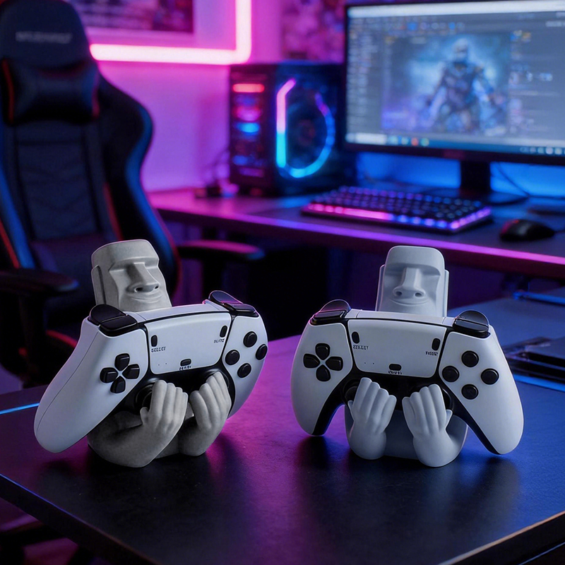 재미있는 모아이 스톤 레진 게임패드 홀더 이스터 아일랜 - Gaming Accessories For Room 리뷰 및 가격