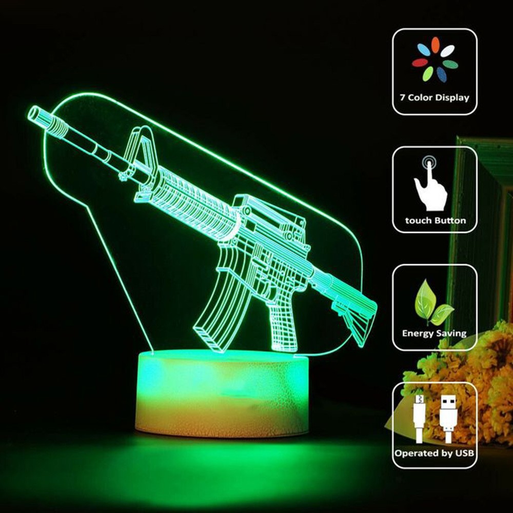 게임 소총 3d Led 야간 조명 게임 데스크탑 룸 장 - Accessories For Your Gaming Room 리뷰 및 가격